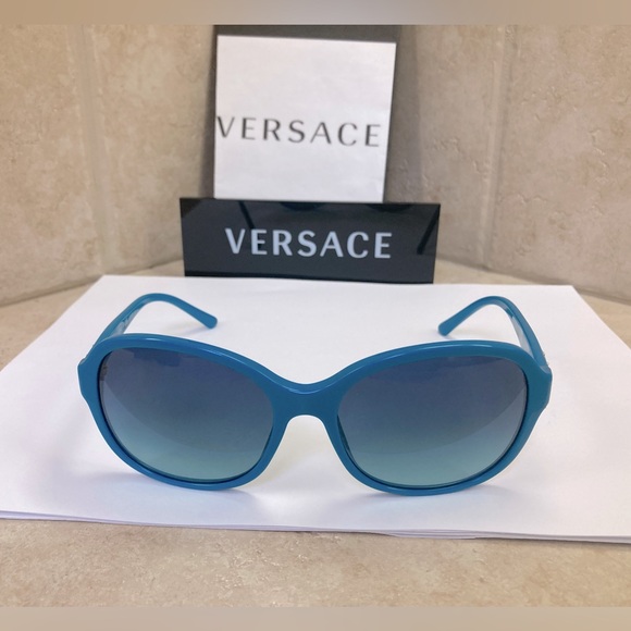 Versace | Accessories | New Versace Mod4258 5684s Aqua Blue Rectangular ...
